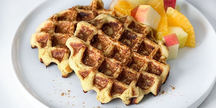 maple cinnamon sweet potato waffle recipe on plate 