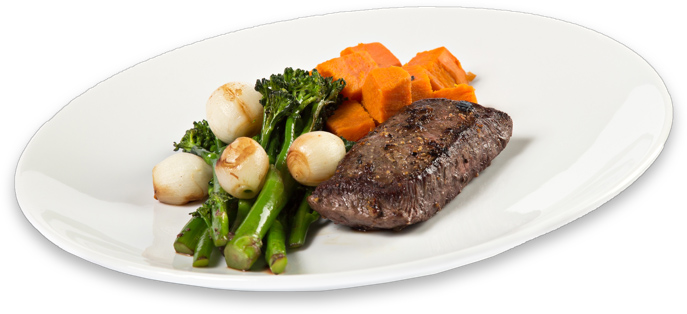 Classic Meal Delivery Grass-Fed Steak with Sweet Potatoes and Broccoli